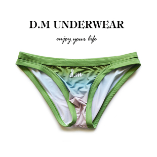 潮 锦纶透气运动青年学生花内裤 D.M男内裤 低腰性感印花渐变三角裤