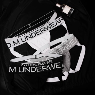 潮丁字裤 提臀诱惑****双丁裤 性感低腰双带宽腰字母个性 D.M男内裤