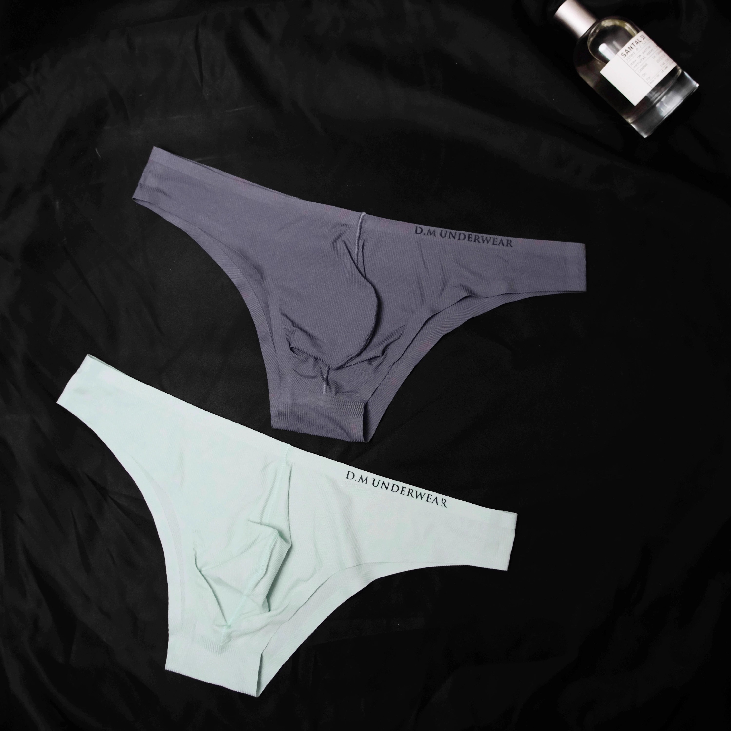 D.M男内裤时尚个性小三角裤半露臀冰丝透气轻薄随心裁无痕速干夏