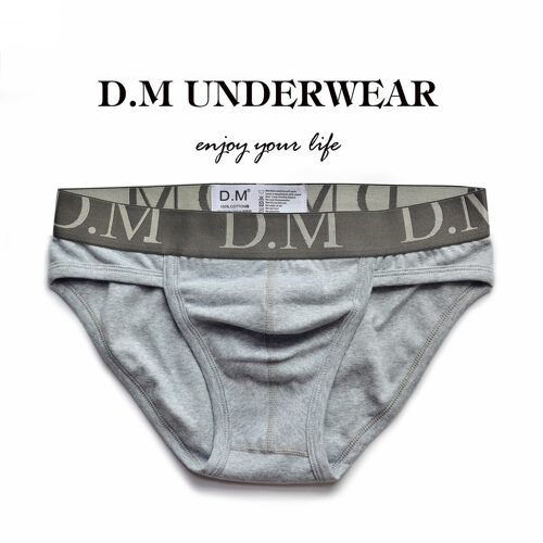 D.M男内裤三角裤 黑白正装内裤运动青年激凸低腰性感基础高叉棉