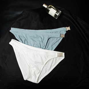 D.M男内裤 运动莫代尔薄透优可丝 低腰性感金属扣可打开侧漏三角裤