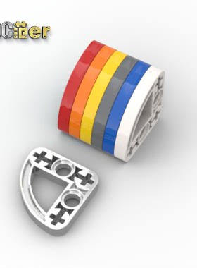 LEGO 乐高科技配件 32249 3x3弧型带孔臂 蓝 黄白灰黑橙红 电镀银