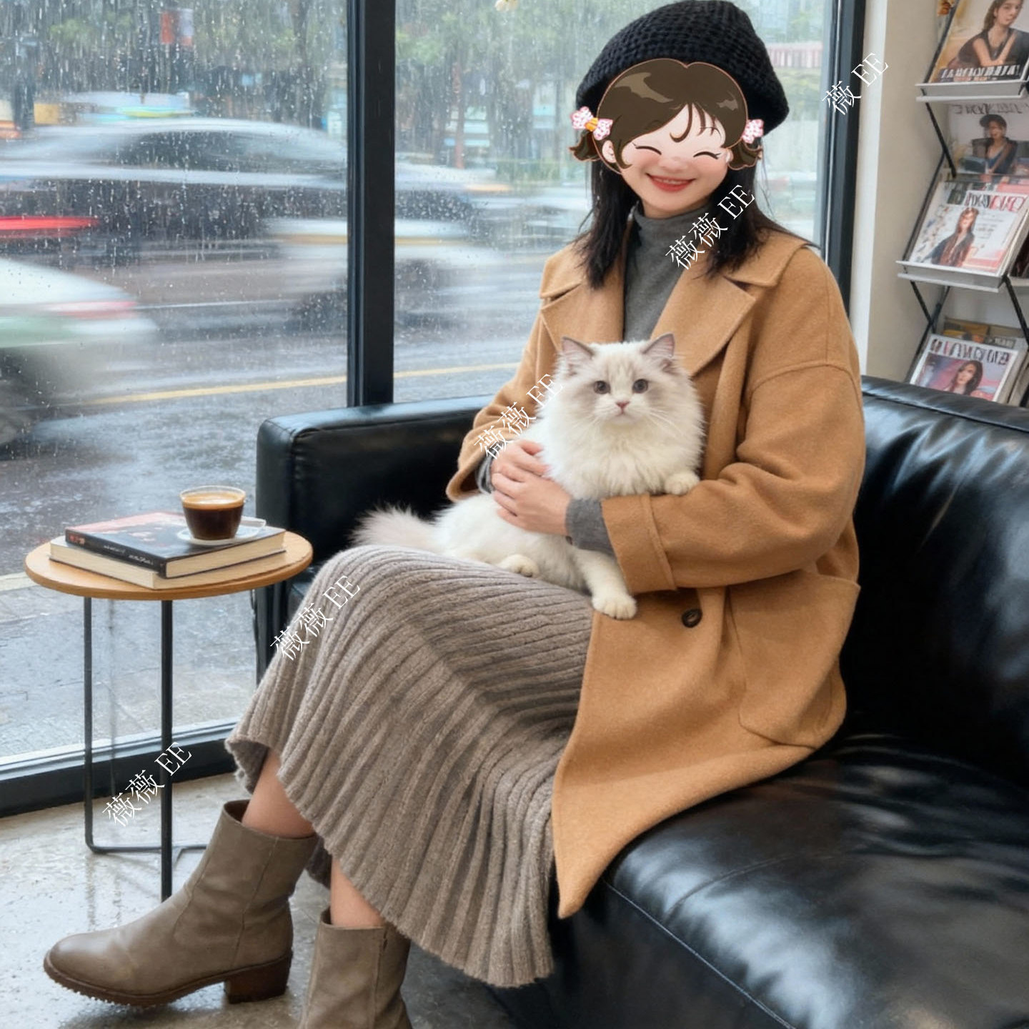 莫兹双面绵羊毛大衣女2025秋冬新款驼色韩版宽松中长款高端呢外套