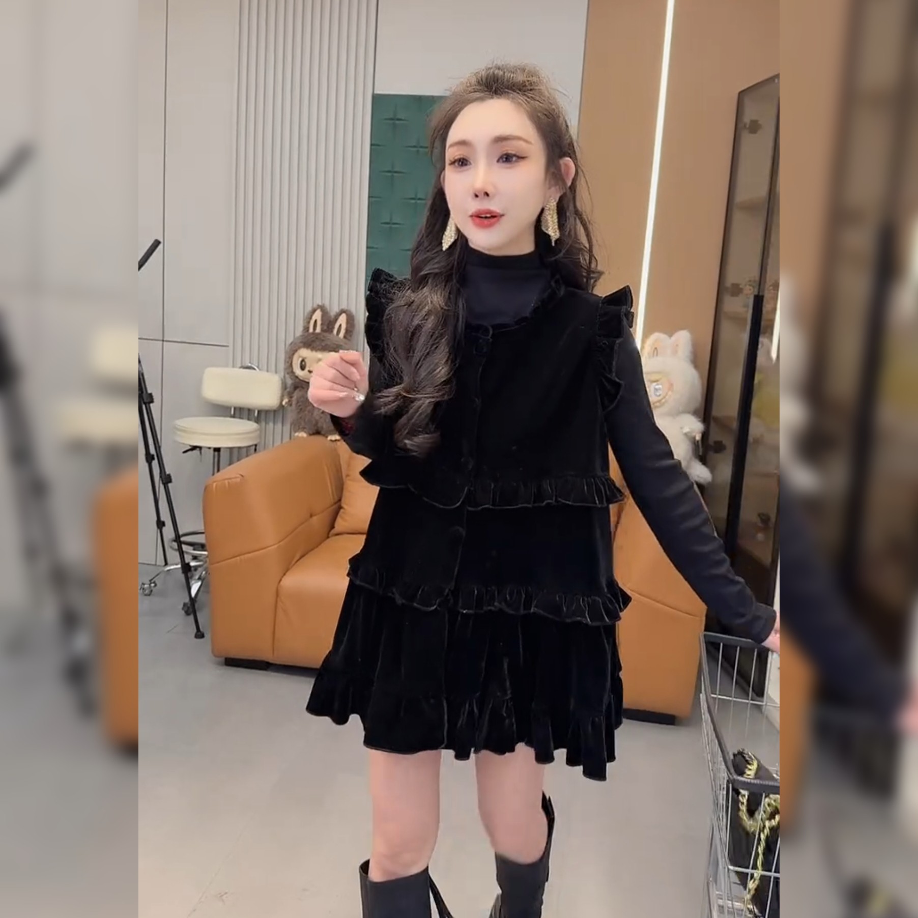 法式赫本风垂感打底衫丝绒连衣裙两件套女冬季显瘦气质娃娃服套装,女装/女士精品,时尚套装,淘宝优惠券,粉丝福利购,淘宝优惠卷