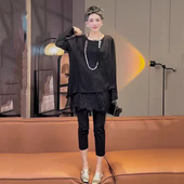 女气质上衣 2025夏蕾丝拼接假两件衬衫 欧货宽松显瘦长袖 防晒罩衫