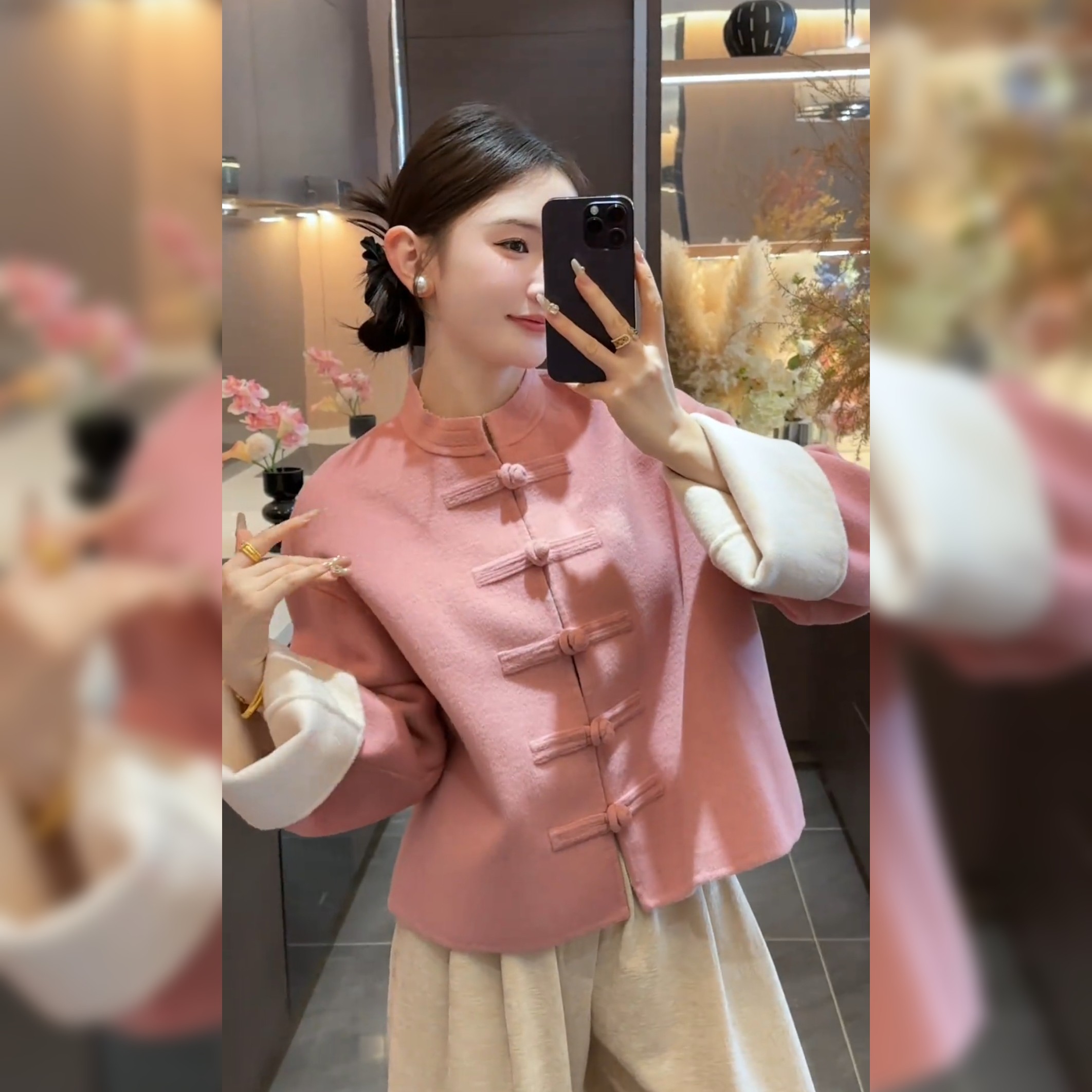 新中式国风盘扣立领毛呢外套色短款女冬新高级感气质唐装宽松外衣,女装/女士精品,毛呢外套,淘宝优惠券,粉丝福利购,淘宝优惠卷