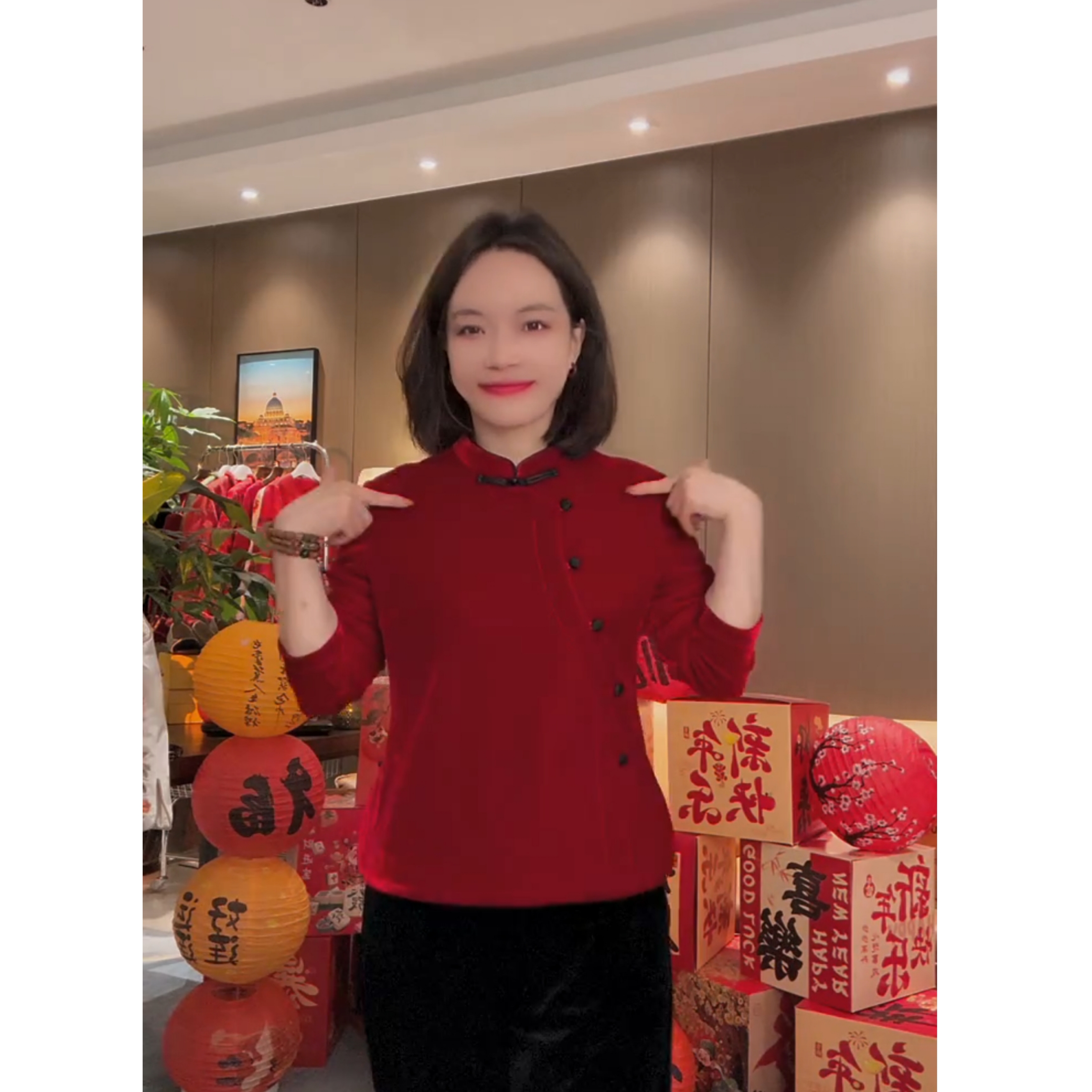 新中式立领盘扣长袖上衣女2025冬季新款加厚显瘦百搭气质衬衫高级