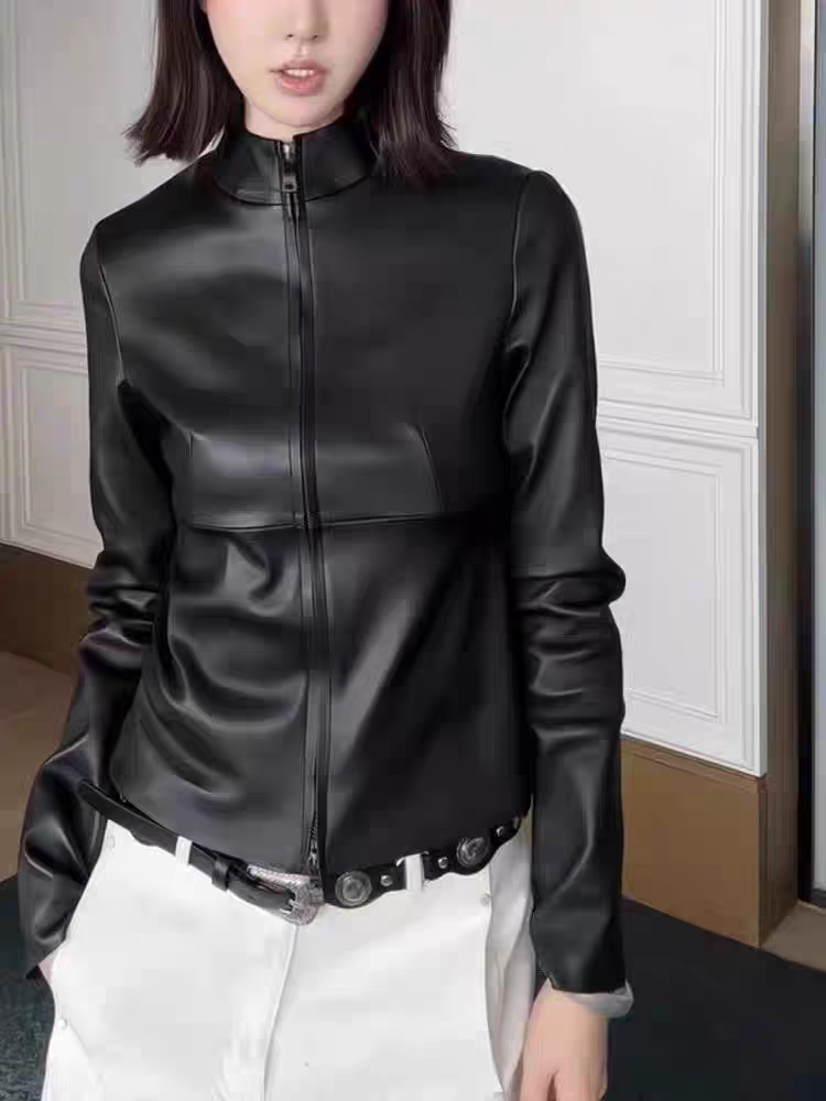 欧货高端皮尤短外套女2025秋时尚气质高级感显瘦机车PU皮夹克外衣