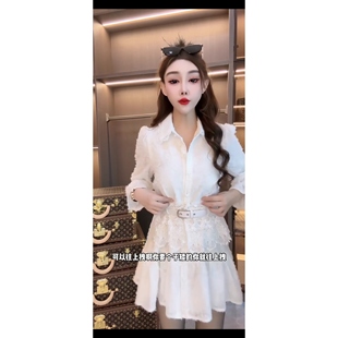 欧货时尚洋气减龄百搭显瘦蕾丝衬衫裙女款秋冬高级感宽松大衫裙