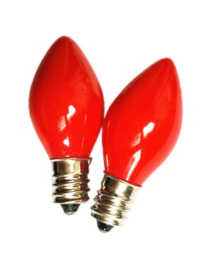 E14 E12小螺口灯泡装饰小红灯珠 红色220V10W尖头灯佛前灯莲花灯