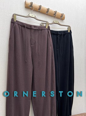 特价 CORNERSTONE授权 两色松紧腰坑条针织抗皱束脚运动休闲裤