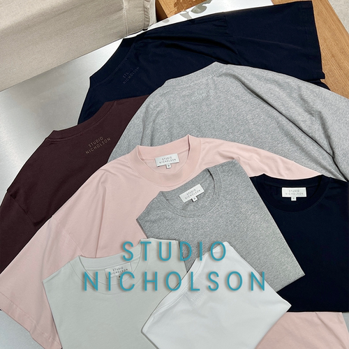 STUDIO NICHOLSON官方授权 PIU 日系简约LOGO印花廓形短袖T恤