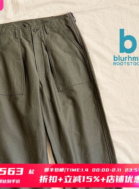 7折 blurhms ROOTSTOCK官方授权 日本制灰绿大口袋简约直筒工装裤
