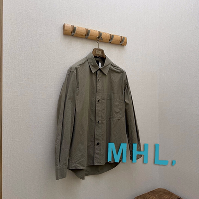 MARGARET HOWELL MHL.授权 葡萄牙制 橄榄灰简约棉质翻领衬衫外套