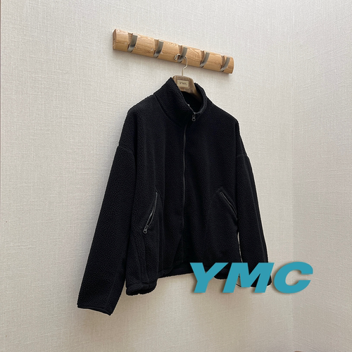 6折  YMC官方授权 黑色英伦风羊羔绒立领短款夹克外套 SURGIR