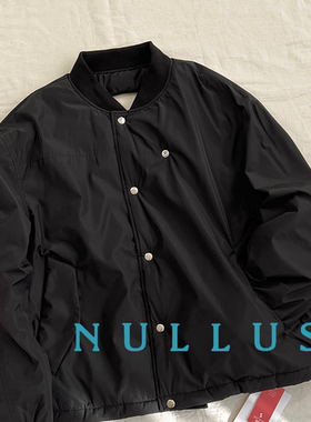 5折 NULLUS官方授权 黑色裁剪镂空环保棉棒球领棉服夹克外套