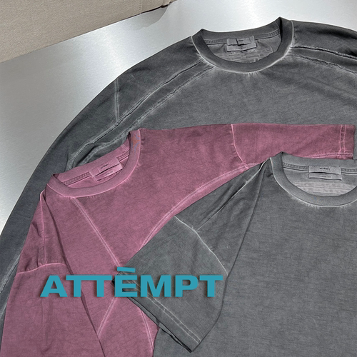 ATTEMPT脏染圆环交叉印花短袖T恤