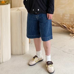 深蓝日系直筒丹宁牛仔短裤 NICHOLSON官方授权 LUCIO STUDIO 6折