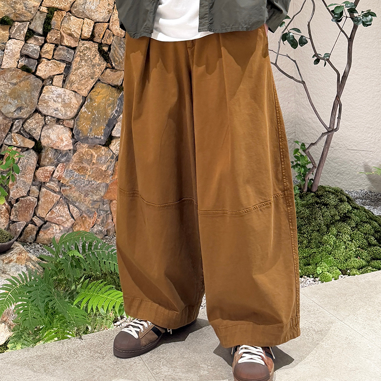 YMC官方授权  多色莱赛尔混纺褶裥斜纹茧型休闲阔腿裤气球裤