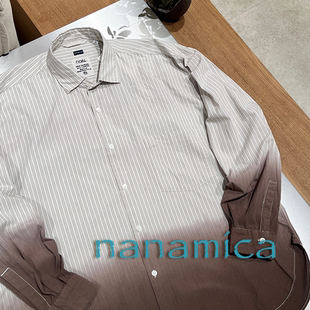 nanamica官方授权25SS 渐变染色条纹超细60支棉质轻薄衬衫外套
