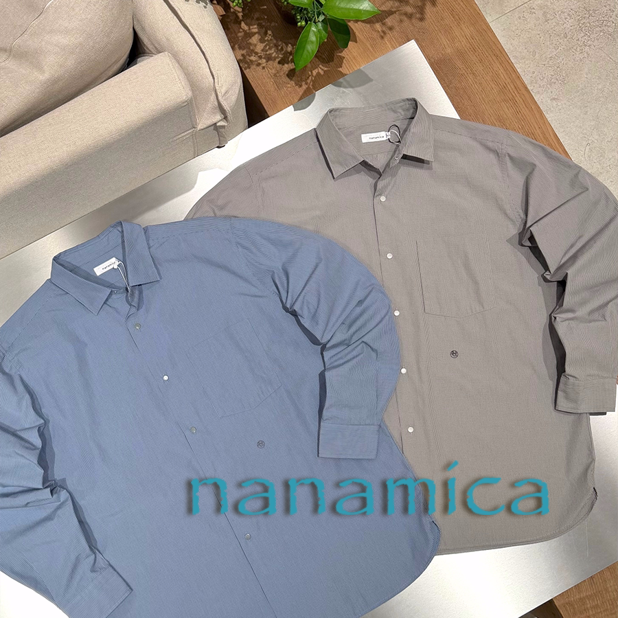 nanamica官方授权26AW 日本制 两色竖条纹刺绣LOGO口袋衬衫外套图片