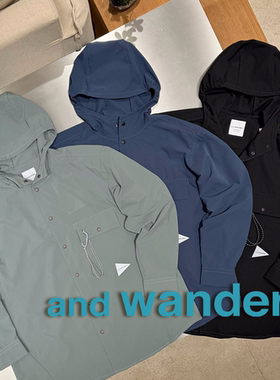 and wander授权26SS 定番户外防泼水反光logo连帽衬衫外套 男女款