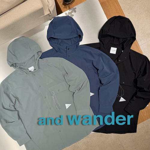 and wander授权26SS 定番户外防泼水反光logo连帽衬衫外套 男女款