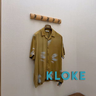 KLOKE官方授权 沙色晕染凉感丝感轻薄古巴领短袖衬衫 SURGIR