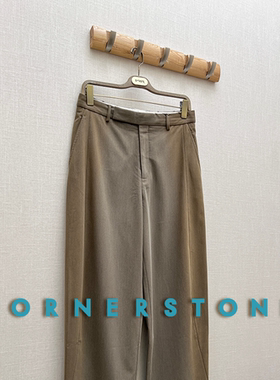 特价 CORNERSTONE授权 烟草棕喷染渐变弧形剪裁小破坏西装休闲裤