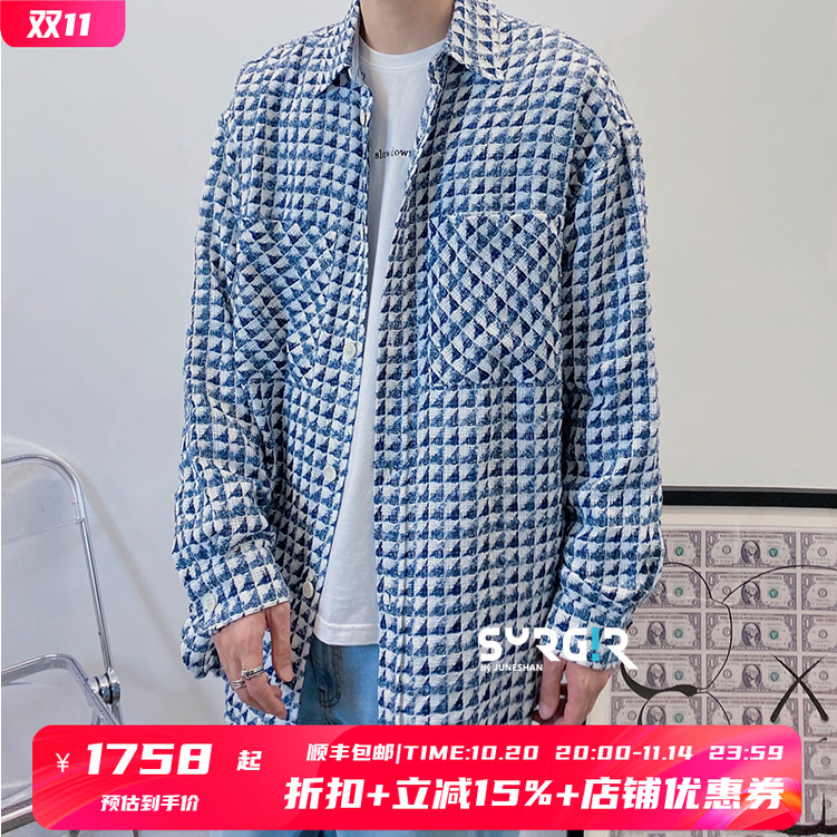 faith小香风几何编织长款衬衫