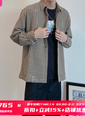 4折 REDEMPTIVE 黄棕格针织 口袋设计反光品牌tage衬衫