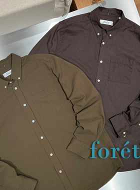 foret 丹麦设计师品牌 两色亚麻混棉肌理感口袋翻领衬衫 SURGIR