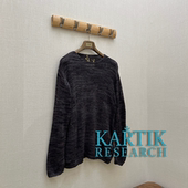 碳灰色复古LOGO刺绣丝绸圆领套头针织衫 KARTIK RESEARCH官方授权