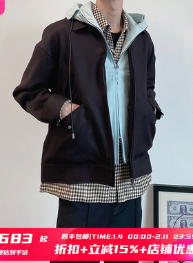 4折 SURGIR买手店 REDEMPTIVE 黑拼迷雾薄荷可拆卸连帽拉链夹克