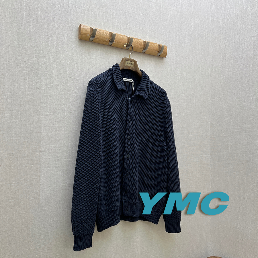 YMC官方授权 藏蓝英伦极简粗棒针织棉质开衫针织衫外套 SURGIR
