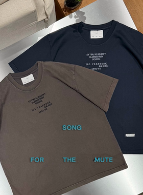 SONG FOR THE MUTE授权 SFTM 26.1 做旧slogan印花圆领短袖T恤