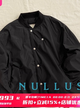 5折 NULLUS官方授权 黑色裁剪镂空环保棉棒球领棉服夹克外套