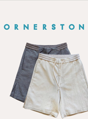 骨折清仓折扣 CORNERSTONE授权 棉亚麻感褶裥松紧腰凉爽休闲短裤