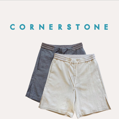 cornerstone授权棉亚麻休闲短裤