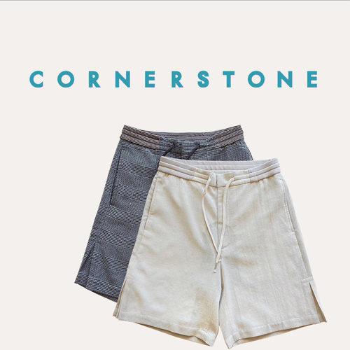 cornerstone授权棉亚麻休闲短裤