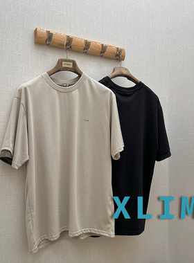 6折 XLIM官方授权 两色做旧LOGO印花拼接亚麻混纺短袖T恤 SURGIR