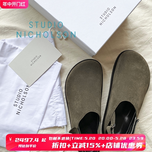 STUDIO HARDNING NICHOLSON授权 85折 咖啡色绒面皮包头勃肯凉鞋