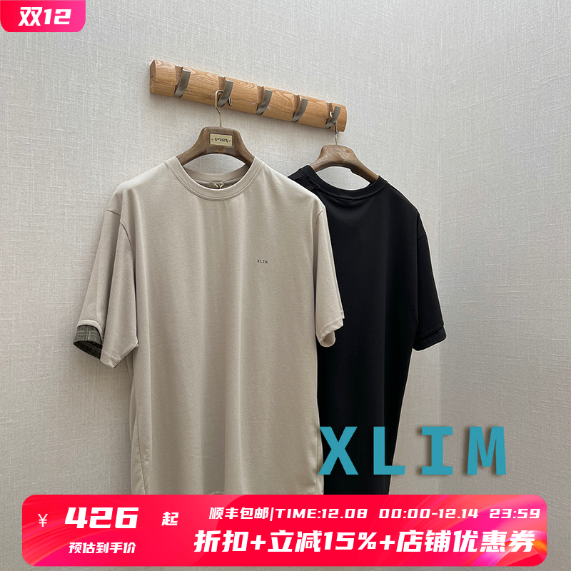 XLIM日系拼接剪裁印花短袖T恤