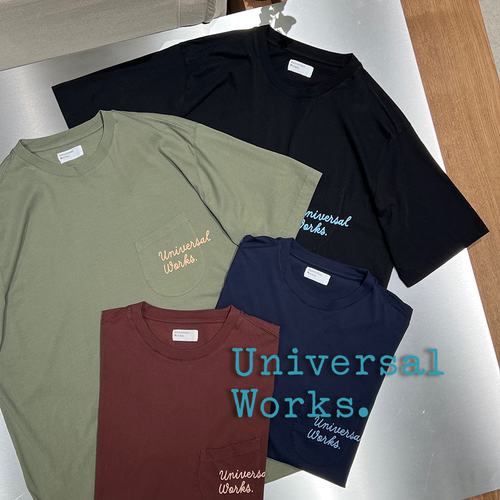 7折 Universal Works官方授权 手写LOGO印花轻薄口袋垂感短袖T恤