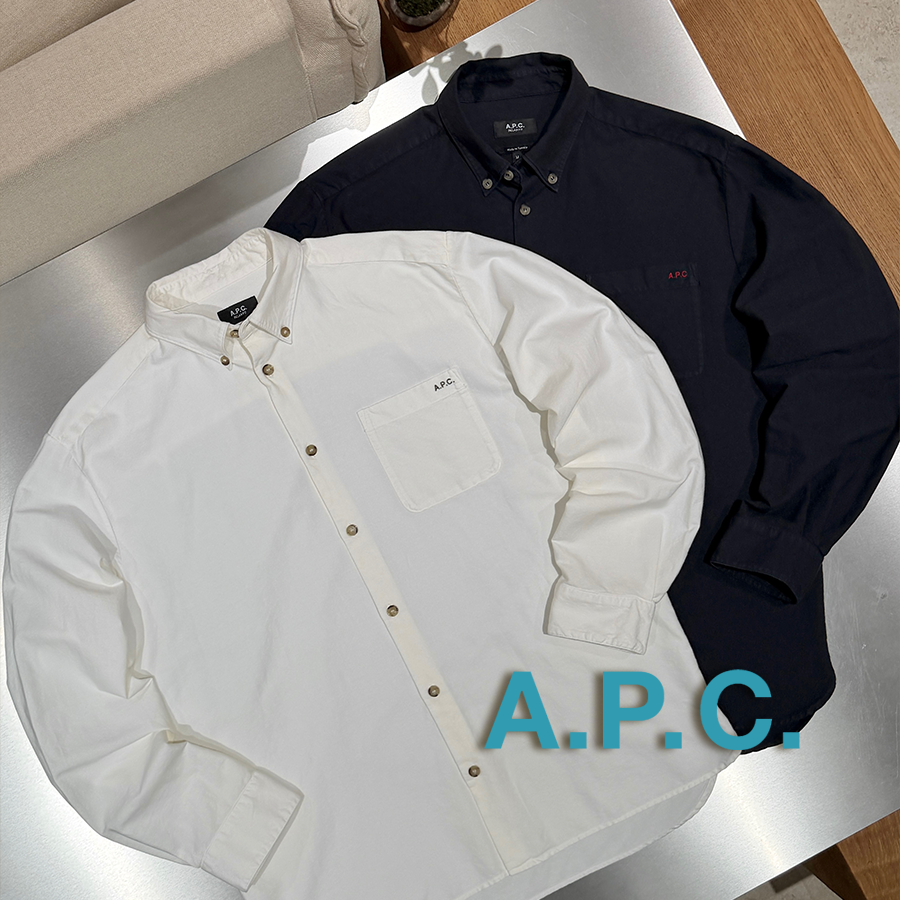 A.P.C官方授权APC 两色定番有机棉刺绣LOGO口袋翻领衬衫 SURGIR