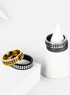 日本高乔盾蚀刻锯齿纹身图腾男女情侣对戒潮牌首饰男士潮复古戒指
