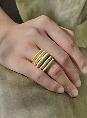 欧美夸张弧面勾丝戒指小众个性设计感指环精致简约时尚指戒