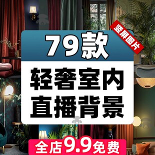 新款轻奢室内家居网红直播3D立体直播背景布新中式高级感图片素材