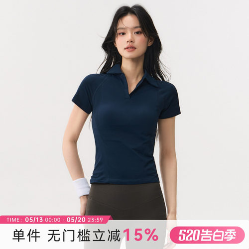 蜜桃女孩运动上衣夏季POLO健身衣