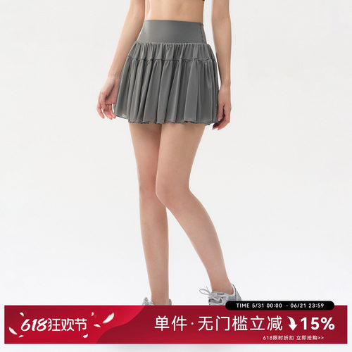 蜜桃女孩夏季防走光百褶裙显瘦运动半身裙跑步训练健身瑜伽短裙